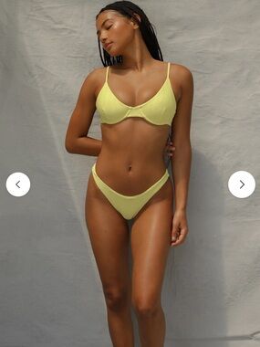 Toast Swim Yuzu Wave High Hip Bikini Bottom Yellow Textured XS XL NWT